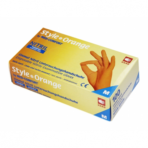Nitrila Diagnostiskie Cimdi, Bez Pūdera STYLE ORANGE, Izmērs M, N100