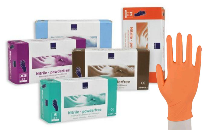 Nitrila cimdi ABENA, bez pūdera, oranži, 100 gab.  IZMĒRS: XS 290710