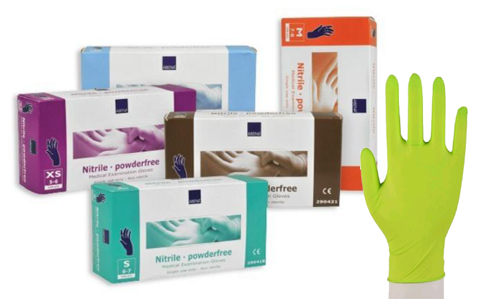 Nitrila cimdi ABENA, bez pūdera, zaļi, 100 gab.
