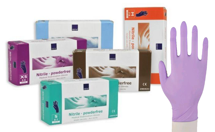 Nitrila cimdi ABENA, bez pūdera, violeti, 100 gab.