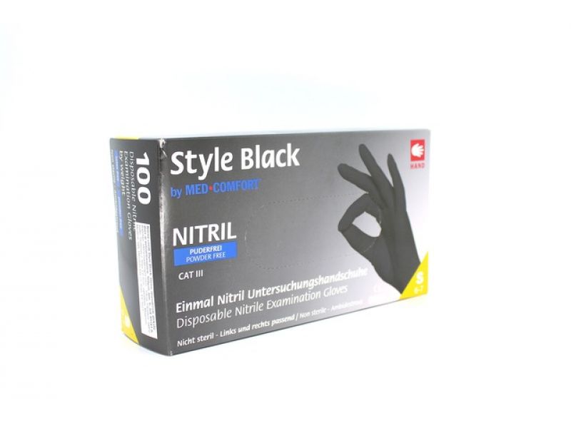 Nitrila cimdi Style Black, melni, nepūderēti, izm.  S N100