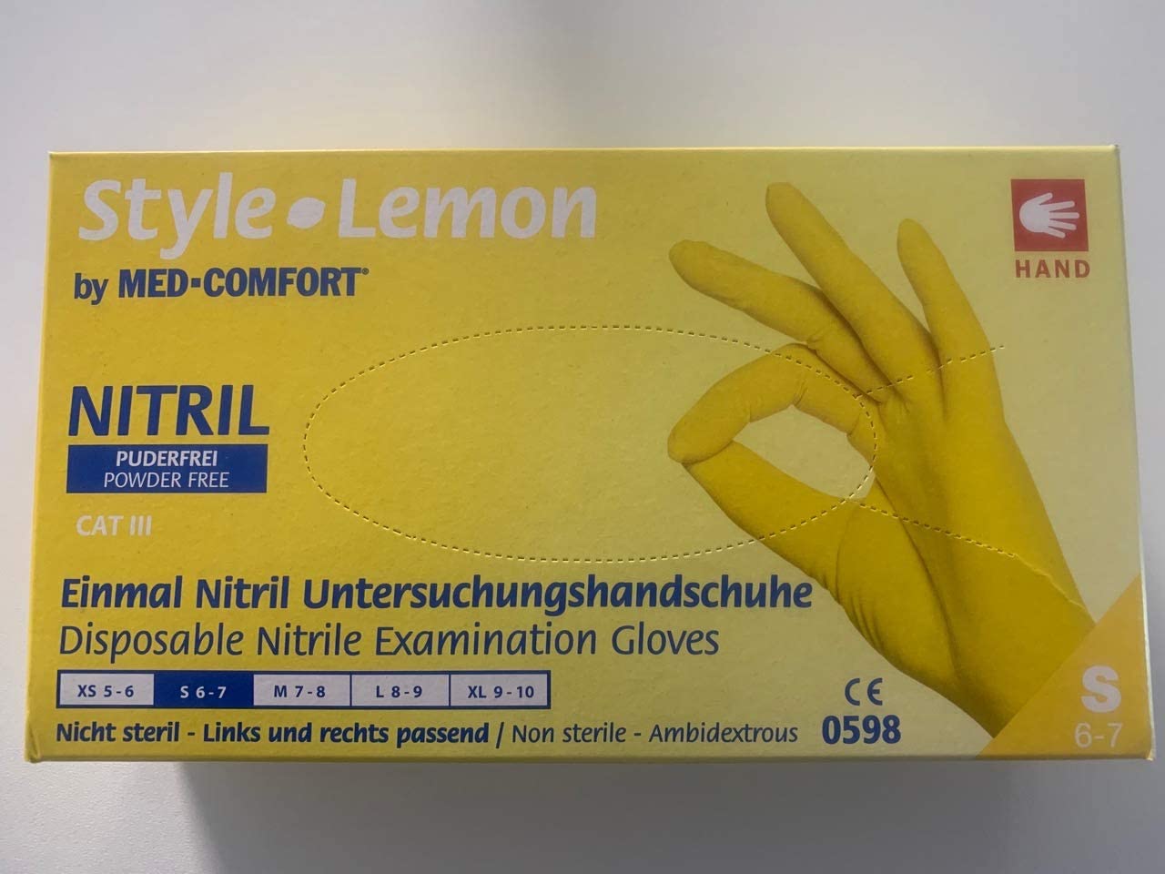 Nitrila cimdi Style LEMON, dzelteni, nepūderēti, izm.  S N100