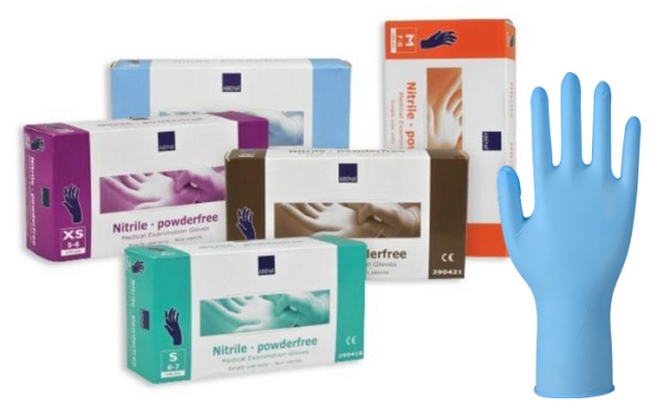 Cimdi vien.Nitril  "Abena" L n/pudr.150 gb.zili