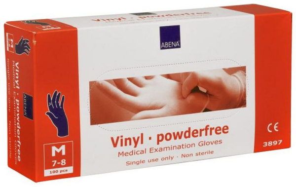 Vinila cimdi ABENA, bez pūdera, zili, 100 gab.  IZMĒRS: M Art. 3897