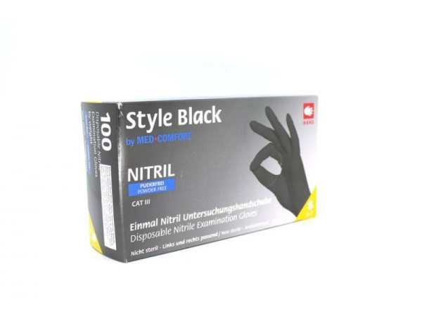 Nitrila cimdi Style Black, melni, nepūderēti, izm.  S N100